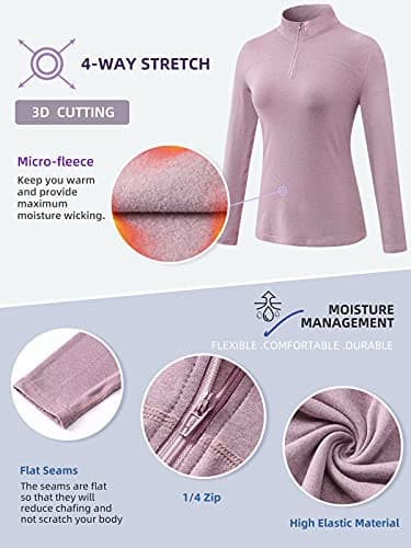 TERODACO Thermal Tops for Womens Half Zip Base Layer 12523 Pink M — view 5
