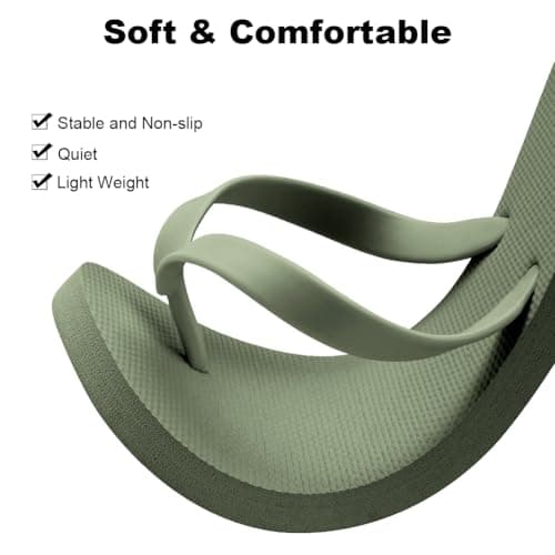 Aomig Unisex Flip Flops Ladies Girl Men Flatform Beach Flip-Flop Slim Rubber Flip Flops Women's Yoga Mat Comfortable Beach Platform Sandals Slip-Resistant Flat Flip Flops(Grass Green-UK Size-9-10) — view 5