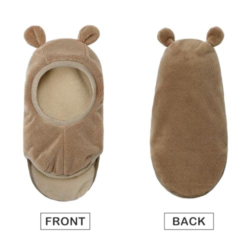 MASOCIO Toddler Hat Winter Warm Balaclava Infant Baby Boys Girls Knitted Thermal Snood Scarf 12 18 Months 2 3 4 Years Kids Children Bobble Beanie Age 1-5 Years Brown — view 2
