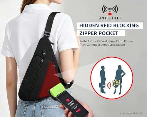 OSOCE Sling Bag RFID Blocking Anti-Theft Cross Body Chest Shoulder Bag — view 6
