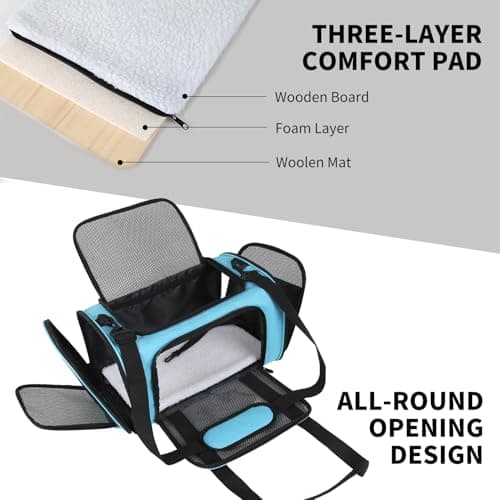 Yipincover Carriers Soft-Sided Pet Carrier Large Carrier for Medium Large Cats Dogs Under 35Lbs,Breathable Ventilated Design,Collapsible Roomy Carrier with Airline Approved(X-Large,Blue) — view 2