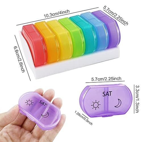 Little Daily Pill Box Case AM PM for 7 Day, Small Pocket Purse Pills Holder, Cute Drug Organiser Container 2 Times a Day — view 5