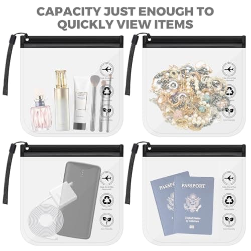 Woobroo Clear Travel Toiletries Bag, 4 Pack 20 x 20cm Airport Liquid Bags TSA Approved Toiletry Bag, Travel Essentials PVC Waterproof Cosmetic Clear Makeup Bag for Women and Men — view 2