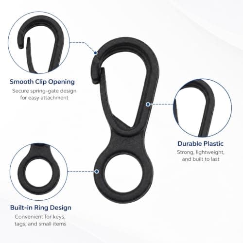 Anti-tangling Lightweight Plastic Hooks, 10Pcs Dual Swivel Carabiner Clips, Small Snap Buckle for Camping Tent Accessories, Durable Cord Hanging Clips for Backpacking Outdoor Organising — view 3