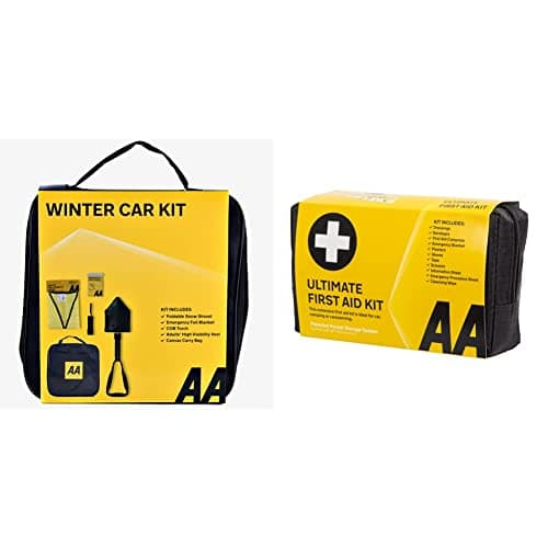 AA Winter Car Kit AA3386 - Folding Snow Shovel, LED/COB Torch Ultimate First Aid Kit - AA0903 - A Family Essential For Car Home Holidays Travel Camping Caravans Office