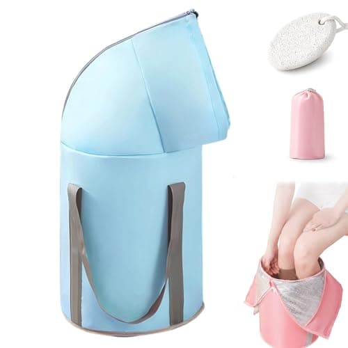 Collapsible Foot Soaking Tub, 20L Portable Foot Bath Basin for Soaking Feet, Folding Foot Spa Bucket with Lid and Handles, Travel Pedicure Footbath Bowl for Home & Camping (Blue)