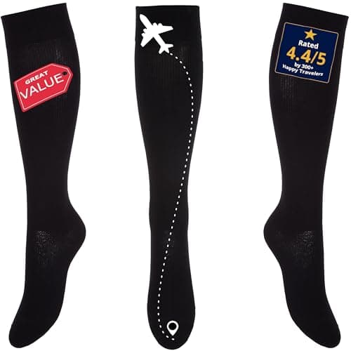 Kensington Cotton Flight Socks 18–21mmHg 2 Pack for Men & Women 3-5