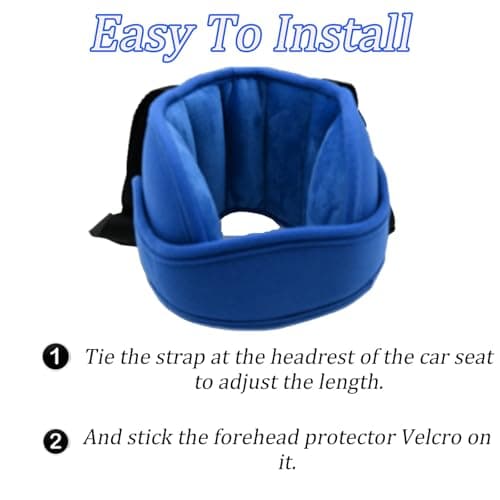 Peixiong Kids Car Seat Head Support, Adjustable Toddler Headrest Support Band Head Strap Child Car Safety Sleeping Pillow Neck Relief Pillow Soft Carseat Straps Cover for Plane (Blue) — view 4