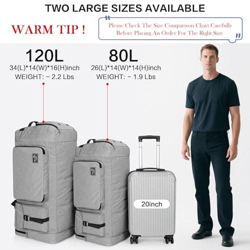 YOUNGOA 120L Foldable Travel Duffle Bag, Large Holdall Duffel Bag — view 2