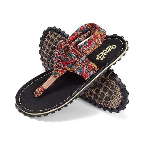 Gumbies Slingback Sandals | Unisex Flip-Flop Style with Recycled Rubber Sole, Cotton Canvas Toe Post & Stretchy Back Straps | Casual, Comfortable & Travel-Ready Footwear | Aboriginal | EU 38