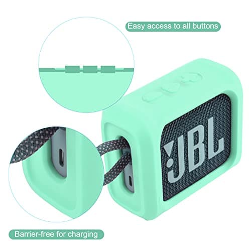 TXesign Silicone Case for JBL Go 3 Portable Speaker with Removable Strap for Bike Golf Cart Travel Carrying Case Protective Sleeve Speaker Cover(Mint Green) — view 3