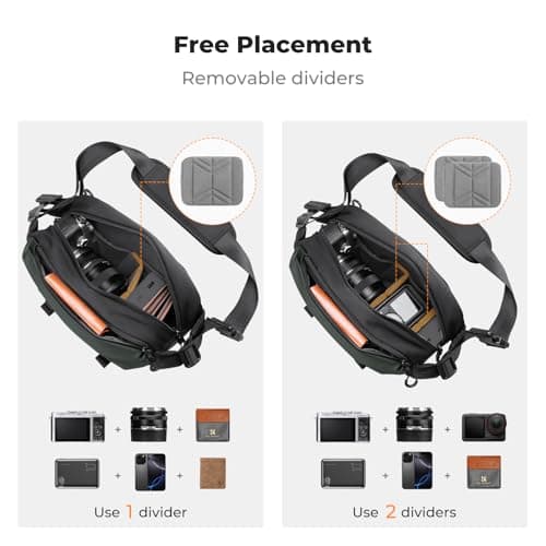 K&F CONCEPT Camera Sling Bag, Camera Bag for DSLR and Lenses,(Green-S, Small) — view 3