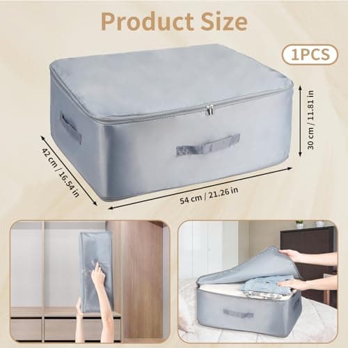 Self-Compressing Storage Bag, Large Movable Duvet Organiser, Grey — view 2