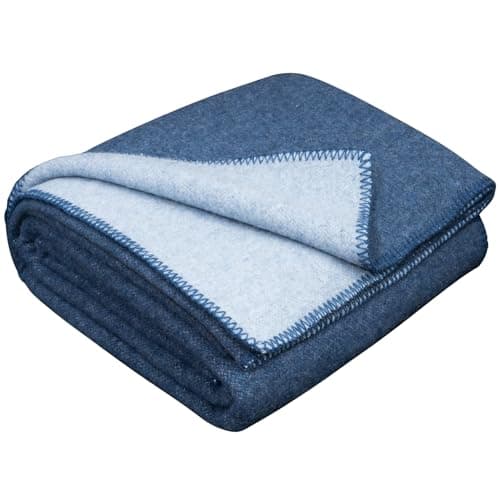 Merino Wool Outdoor Blanket, Camping & Travel Reversible Throw, 51 x 67 in