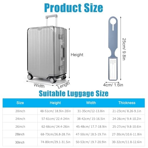 DIYJEP Clear Suitcase Cover Protectors with Luggage Tag(26in) — view 2