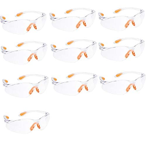 HONGCI 10 Pack Safety Glasses, Clear Goggles, Protection, Shatterproof, Anti-Fog Coating, Unisex, Age 8+