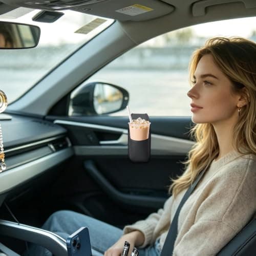 Car Door Storage Pocket, Leather Cups Holder for Car — view 5