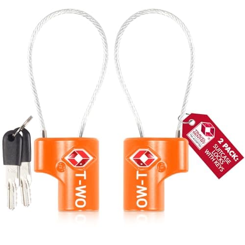 OW-Travel Suitcase Locks with Keys, TSA Approved Luggage Padlocks, Orange 2