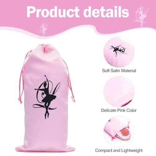 1 Pcs Ballet Shoe Bags Pink Soft Drawstring Shoe Bag for Pointe, Ballet Bag — view 3