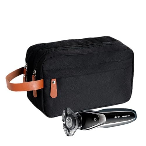 Toilet Ride Bag - Waterproof Double Layer , Compact Portable Storage Case, Smart Design with Handle Strap, Functional Kit for Caring for Shaving Accessories, Men's Cosmetics, black, see — view 6