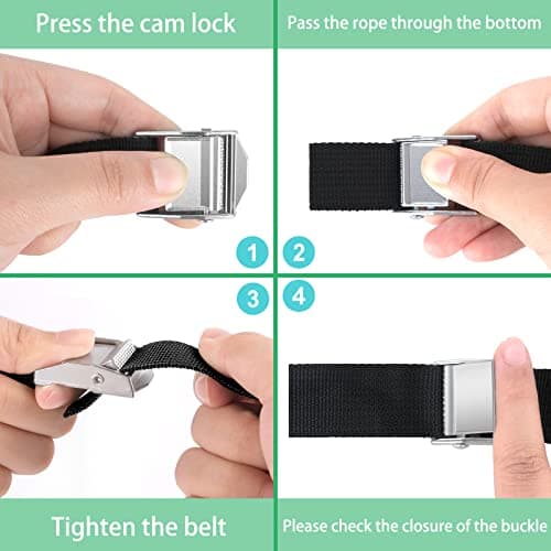 jind 6Pcs Tie Down Straps, 3m*25mm Heavy Duty Tension Belts, Adjustable Lashing Straps Ratchet 250kg(550lbs), Luggage with Buckle for Motorcycles Trucks Cargo Vans Trailer(Black) — view 5