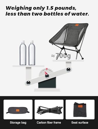 Msnaile Folding Camping Chair, Folding Chair with Dyneema Fabric and Carbon Fibre Frame, Lightweight 700 g, with Handbag, Suitable for Picnics, Outdoor, Hiking, Load Capacity 150 kg — view 4