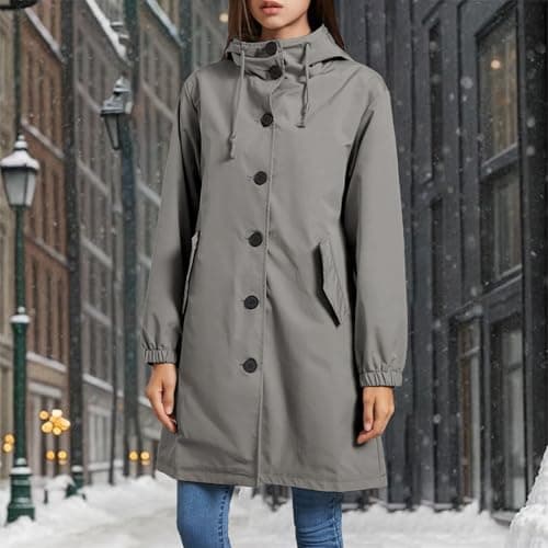 Gkojhj Water Proof Jackets For Women Uk,Lightweight Waterproof Jacket Active Outdoor Trench Zipper Hiking Walking Cycling Quick Dry Rain Coats For Women Long Sleeve Ladies Loose Raincoats With Hood — view 3
