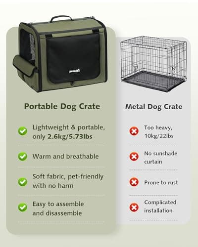 Dog Car Carrier LightWeight 61×45×52cm, Foldable Dog Carrier, Green — view 2