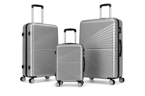 Set of 3 Pcs Luggage Hard Shell Suitcase, Silver