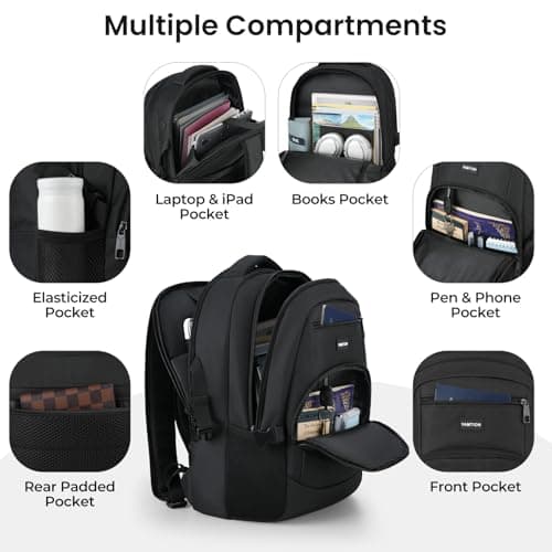 YAMTION School Bag, Laptop Backpack, Rucksack for Men, Backpack Mens, Laptop Rucksack for Men Women School College Business, Fits 15.6 Inch — view 2