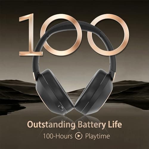 Active Noise Cancelling Headphones, 100H ANC Headphones Wireless (Black) — view 4