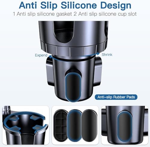 Giftorld Cup Holder Phone Tablet Mount, 2 in 1 Car Cup Holder with Expander Adjustable Long Arm for Car,360°Rotation Phone Tablet Mount Compatible for iPad, All Smartphones and Most Bottles — view 4