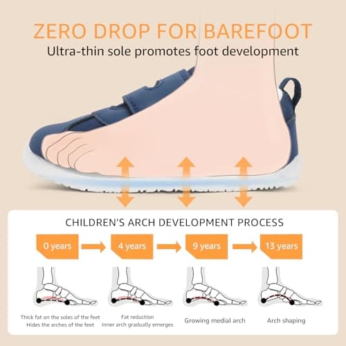 STQ KIDS Barefoot Shoes Kids Trainers Boys School Shoes Girls Toddler Baby First Walking Running Boy Girl Sneakers Light Soft Child Extra Wide Toe Box Tennis Minimalist Navy Toddler Size 5 — view 4