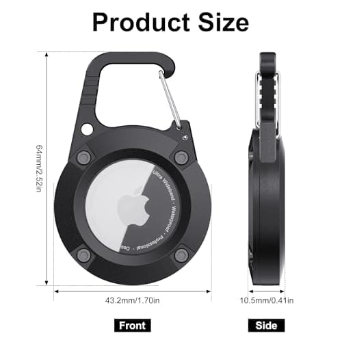 Holder for AirTag, 2-Pack Waterproof Keyring with Apple Airtag, Durable Scratch-Resistant Airtag Keychain Secure Holder with Lock Case Protective Cover Accessories for Keys, Luggage, and More-Black — view 3