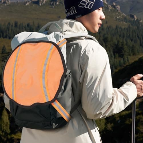 SEWACC Orange Safety Panel with Reflective Strips for Backpack Hiking — view 5