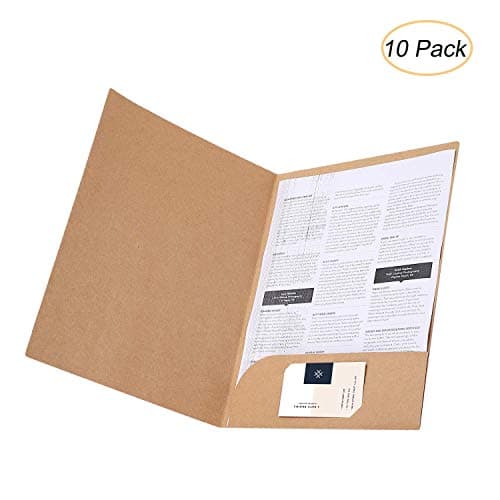 10Pcs A4 Kraft File Folders Foolscap Square Cut Folders Office Insert Presentation Document Folder Holder Reports Project Folders Portfolio Paperwork Organiser with Cards Slot for Office School Travel — view 2