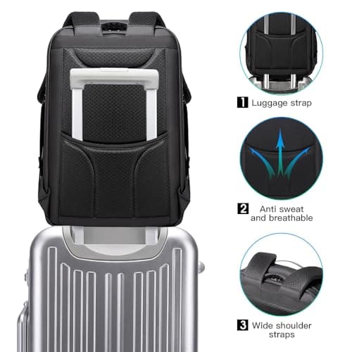 BG Men's Anti-Theft Backpack,Waterproof Fashion Travel Backpacks,High Tech Backpack with USB 3.0 Charging Port,Business Laptop Backpack Fits 17.3 Inch Notebook — view 6