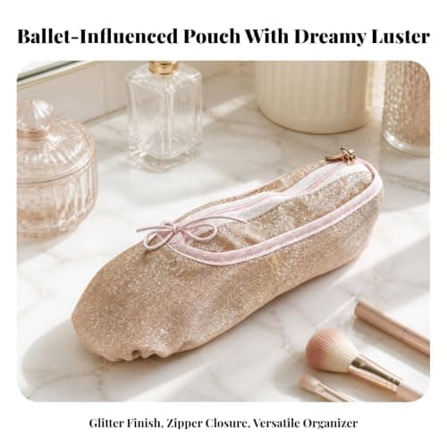 Zippered Ballet Shoe Pouch, Gold, Champagne Gold — view 2