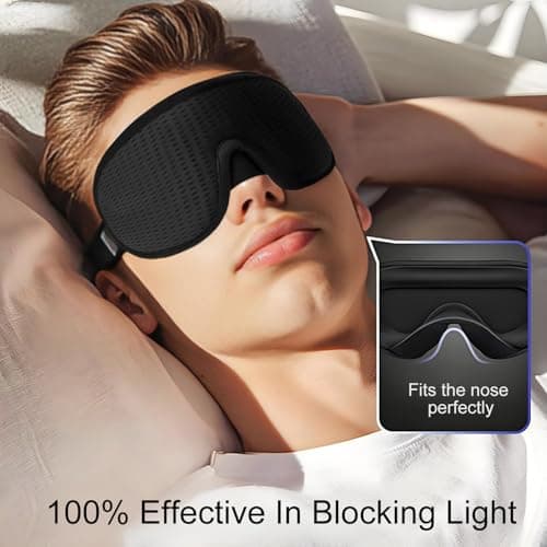 liuchanghe 100% Blackout Sleep Masks for Women & Men, Zero Eye Pressure Eye Mask for Sleeping, 3D Ultra Soft & Comfortable Blindfold for Sleep/Travel -EarPlugs Included — view 2