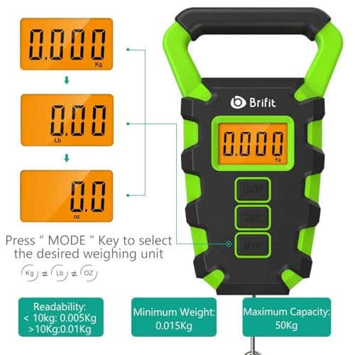 ORIA Digital Luggage Scale, 50kg Hanging Fishing Scale with Tape, Green — view 6