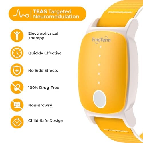 EmeTerm Explore for Kids FDA-Cleared Anti-Nausea Wristband IP67 Waterproof Morning Motion Sickness Relief Band Rechargeable Classic Strap Design Drug Free Non-drowsy Without Side Effects Sunny Yellow — view 4