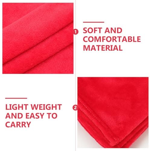 CVUTOVO Red Coral Fleece Throw Blanket for Couch and Office Travel Use — view 3