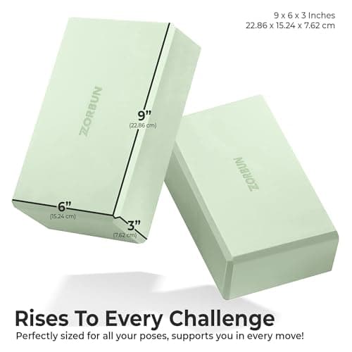Yoga Block Set of 2 - High Density EVA Foam Blocks - Mint Green Anti-Slip Yoga Brick with eBook - Perfect for Pilates, Exercise, & Meditation — view 6