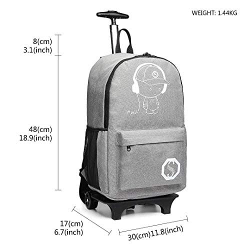 Kono Trolley Backpack with Rolling Wheels(Grey) — view 4