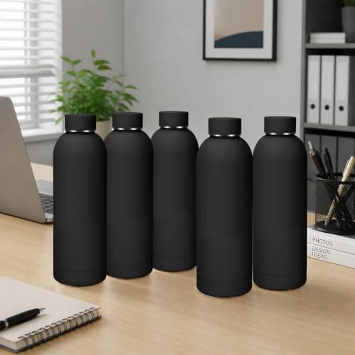 10 Pack Insulated Water Bottles, 17oz Stainless Steel Tumblers Bulk, Black — view 4