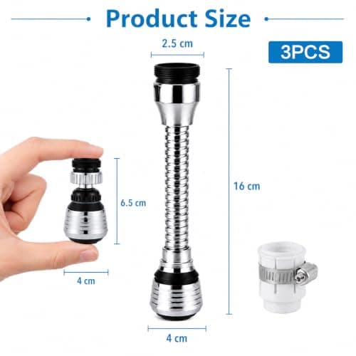 JWJDSAK 2 Pack Kitchen Tap Spray Head Set, 360° Swivel Tap Aerator with Universal Adapter, 2 Water Modes Splash Proof Faucet Extender for Kitchen Sink Bathroom Taps — view 2