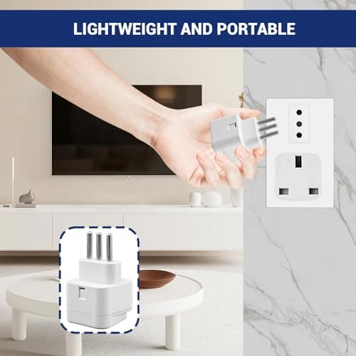 Eophmi 4 Pack Italy Plug Adapter, UK to Italy Travel Plugs, White, Type L, 250V, 10A, 2500W — view 6