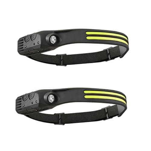 ANTUK Head Torch Rechargeable, 230° Wide Beam LED Headlamp with Motion Sensor, 2 Modes, Waterproof Lightweight Headlight for Running/Camping/Hiking/Fishing (2, 2 Front Led Lichtleiste)