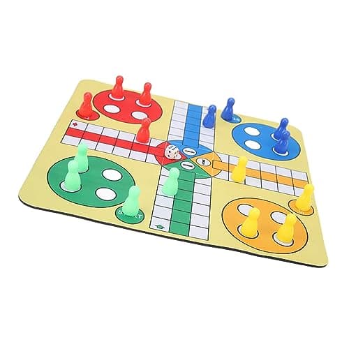Akozon Flying Chess Rug Play Mat Foldable Portable Leather Board Game for Kids Adults Family Travel Camping Party Entertainment — view 4