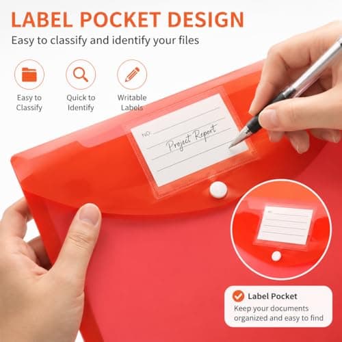 A4 Plastic Wallets 7 PCS Waterproof, Document Folders with Button Storage — view 4